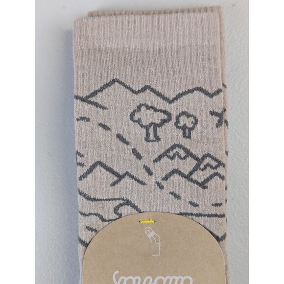 NWT allbirds Anytime Crew Socks NZ Map Beige Rugged Mens Large Hiking Gorpcore - Picture 2 of 4